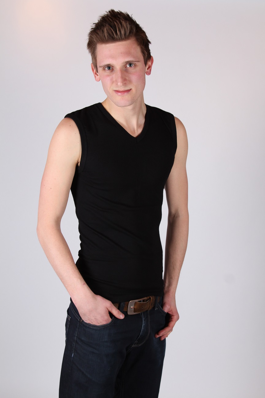 Sinis plaats Motivatie Mouwloos T-shirt met v-hals (zwart)