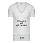 Exra lang Heren T-shirt met diepe V-hals M3000 Wit