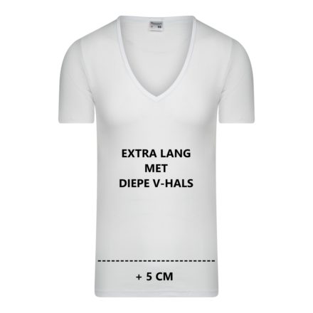 Exra lang Heren T-shirt met diepe V-hals M3000 Wit