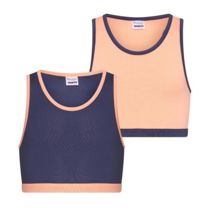 Mix&Match Meisjes hesjes Zalm/D.Blauw (2-pack)